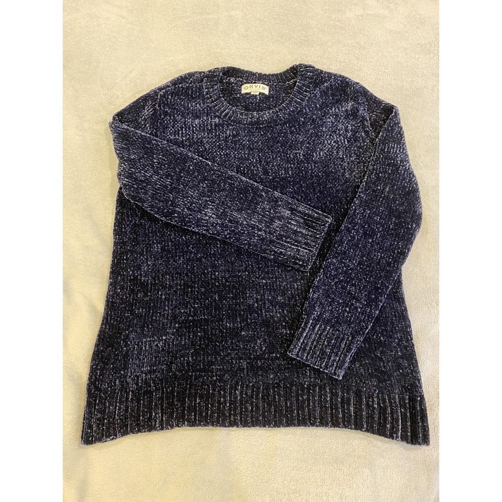 New Orvis Women's Size‎ XL Pullover Sweater Blue Long Sleeve Solid Polyester